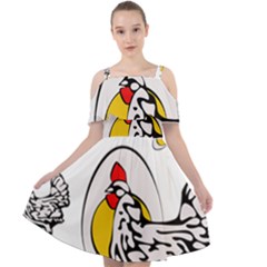 Roseanne Chicken, Retro Chickens Cut Out Shoulders Chiffon Dress