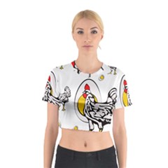 Roseanne Chicken, Retro Chickens Cotton Crop Top by EvgeniaEsenina