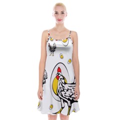 Roseanne Chicken, Retro Chickens Spaghetti Strap Velvet Dress