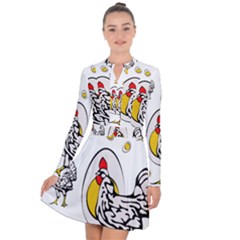 Roseanne Chicken, Retro Chickens Long Sleeve Panel Dress by EvgeniaEsenina