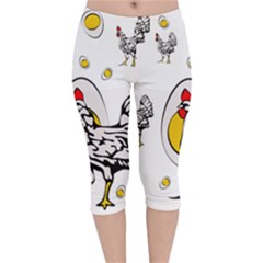 Roseanne Chicken, Retro Chickens Velvet Capri Leggings 