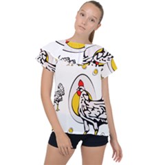 Roseanne Chicken, Retro Chickens Ruffle Collar Chiffon Blouse