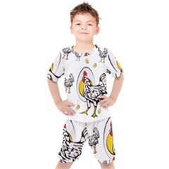 Roseanne Chicken, Retro Chickens Kids  Tee And Shorts Set