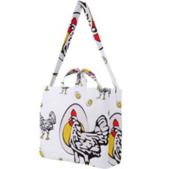 Roseanne Chicken, Retro Chickens Square Shoulder Tote Bag by EvgeniaEsenina