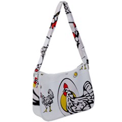 Roseanne Chicken, Retro Chickens Zip Up Shoulder Bag