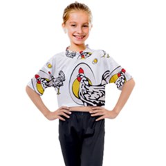 Roseanne Chicken, Retro Chickens Kids Mock Neck Tee