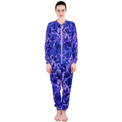 Vibrant Blue Flowers Pattern Motif Onepiece Jumpsuit (ladies)  by dflcprintsclothing