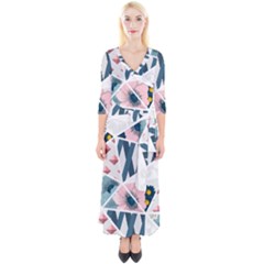 Patchwork  Quarter Sleeve Wrap Maxi Dress by designsbymallika