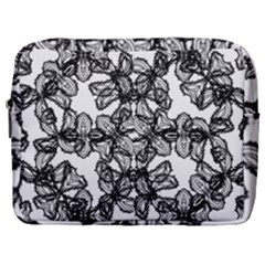 Stylized Botanical Motif Black And White Print Make Up Pouch (large) by dflcprintsclothing