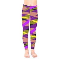 Abstract Geometric Blocks, Yellow, Orange, Purple Triangles, Modern Design Kids  Leggings by Casemiro