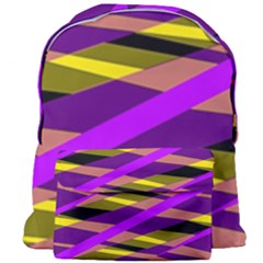 Abstract Geometric Blocks, Yellow, Orange, Purple Triangles, Modern Design Giant Full Print Backpack by Casemiro