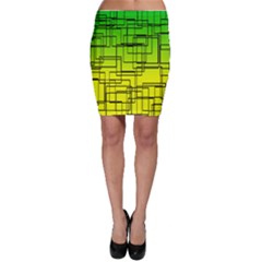 Geometrical Lines Pattern, Asymmetric Blocks Theme, Line Art Bodycon Skirt by Casemiro