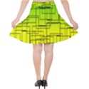 Geometrical lines pattern, asymmetric blocks theme, line art Velvet High Waist Skirt View2