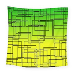 Geometrical Lines Pattern, Asymmetric Blocks Theme, Line Art Square Tapestry (large) by Casemiro