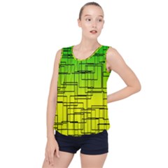 Geometrical Lines Pattern, Asymmetric Blocks Theme, Line Art Bubble Hem Chiffon Tank Top by Casemiro