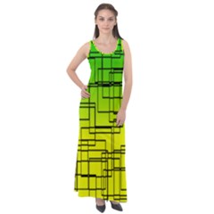 Geometrical Lines Pattern, Asymmetric Blocks Theme, Line Art Sleeveless Velour Maxi Dress by Casemiro