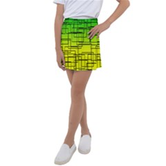 Geometrical Lines Pattern, Asymmetric Blocks Theme, Line Art Kids  Tennis Skirt by Casemiro