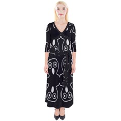 Ookpiks Ghosts Quarter Sleeve Wrap Maxi Dress