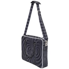 Abstract Metallic Spirals, Silver Color, Dark Grey, Graphite Colour Cross Body Office Bag by Casemiro