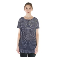 Abstract Metallic Spirals, Silver Color, Dark Grey, Graphite Colour Skirt Hem Sports Top by Casemiro