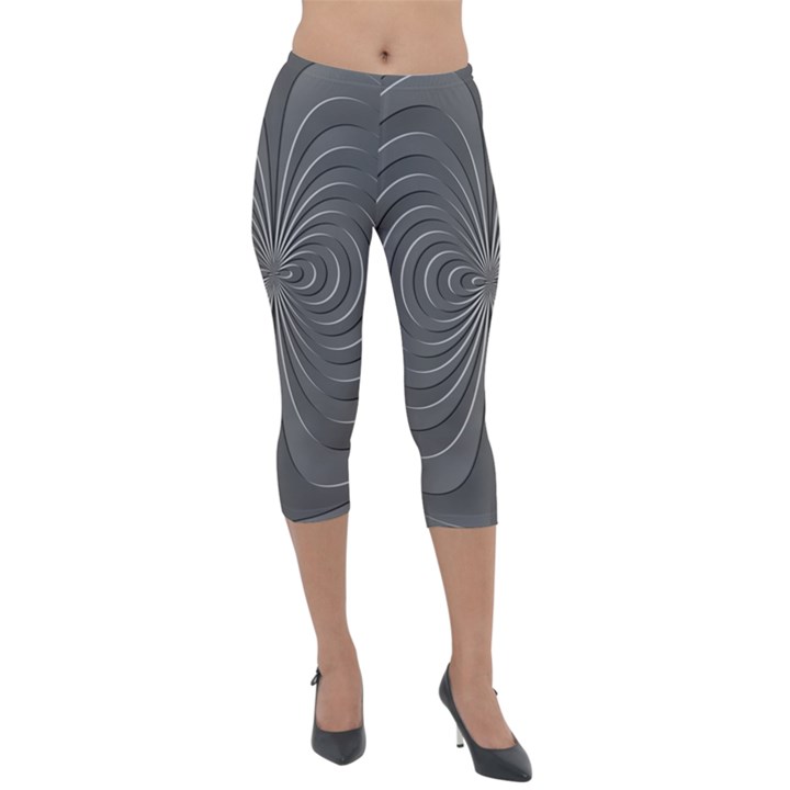 Abstract metallic spirals, silver color, dark grey, graphite colour Lightweight Velour Capri Leggings 