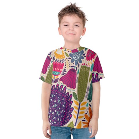 Spring Pattern Kids  Cotton Tee by designsbymallika