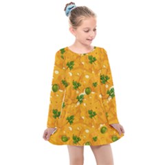 When Cheese Is Love Kids  Long Sleeve Dress by designsbymallika