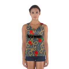 Golden Chain Pattern Rose Flower 2 Sport Tank Top 