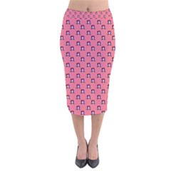 60s Ombre Hair Girl Pink Velvet Midi Pencil Skirt