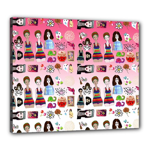 Kawaii Collage Pink Ombre Canvas 24  X 20  (stretched)