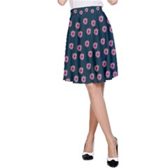 Peach Purple Daisy Flower Teal A-line Skirt