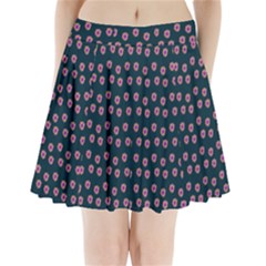 Peach Purple Daisy Flower Teal Pleated Mini Skirt by snowwhitegirl