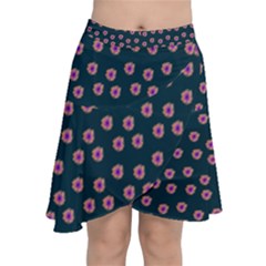 Peach Purple Daisy Flower Teal Chiffon Wrap Front Skirt by snowwhitegirl