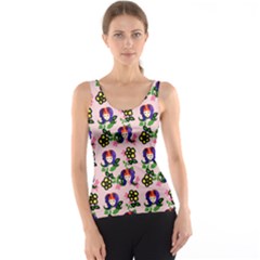 60s Girl Pink Floral Daisy Tank Top by snowwhitegirl