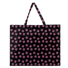 Peach Purple Daisy Flower Black Zipper Large Tote Bag by snowwhitegirl