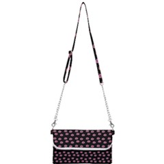 Peach Purple Daisy Flower Black Mini Crossbody Handbag by snowwhitegirl