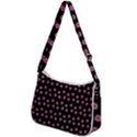 Peach Purple Daisy Flower Black Zip Up Shoulder Bag View2