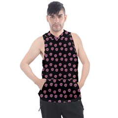 Peach Purple Daisy Flower Black Men s Sleeveless Hoodie