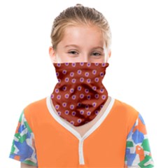 Peach Purple Daisy Flower Red Face Covering Bandana (kids) by snowwhitegirl