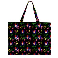 60s Girl Floral Daisy Black Zipper Mini Tote Bag by snowwhitegirl