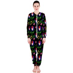 60s Girl Floral Daisy Black Onepiece Jumpsuit (ladies) 