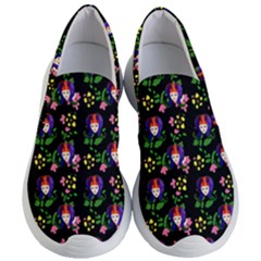 60s Girl Floral Daisy Black Women s Lightweight Slip Ons by snowwhitegirl