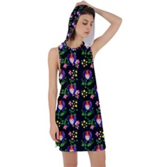 60s Girl Floral Daisy Black Racer Back Hoodie Dress by snowwhitegirl