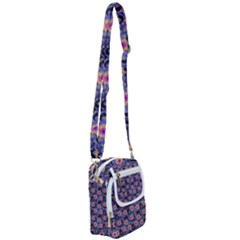 60s Girl Floral Blue Shoulder Strap Belt Bag by snowwhitegirl