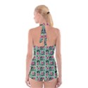 60s Girl Floral Green Boyleg Halter Swimsuit  View2