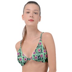 60s Girl Floral Green Knot Up Bikini Top by snowwhitegirl