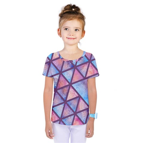 Triangle Mandala Pattern Kids  One Piece Tee by designsbymallika