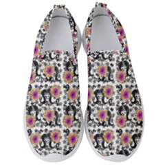 60s Girl Floral White Men s Slip On Sneakers by snowwhitegirl