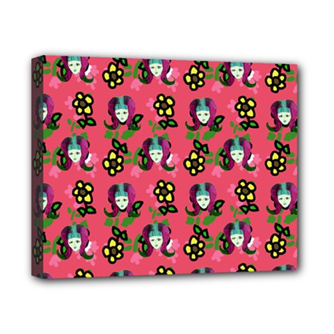 60s Girl Dark Pink Floral Daisy Canvas 10  X 8  (stretched)