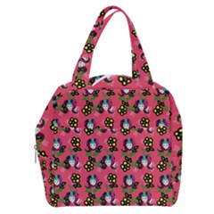 60s Girl Dark Pink Floral Daisy Boxy Hand Bag by snowwhitegirl